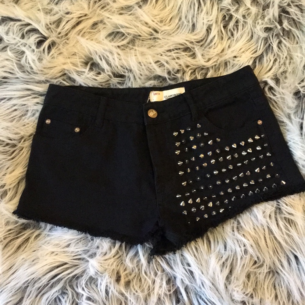 ASOS Glamorous Shorts Black Silver Stud CutOffs